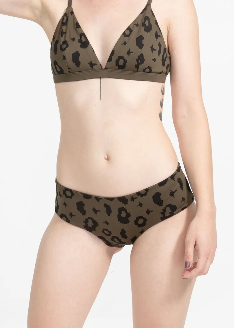 Amami Bikini Bottom Reversible in Green Leopard / Moss - 