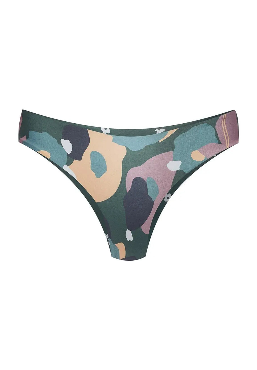 boochen sustainable surf bikini Bottom Arpoador style in green flower print