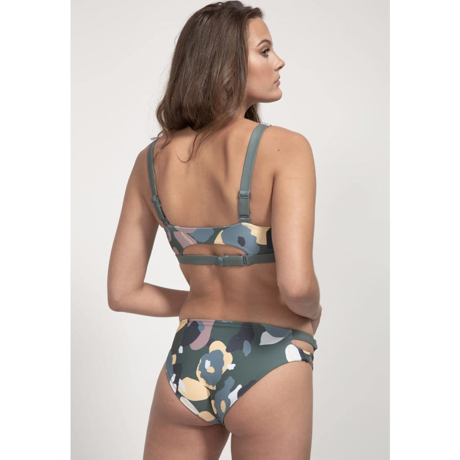 Caparica Bikini Top Reversible in Green Wildflower / Daisy - boochen eco-conscious surfwear