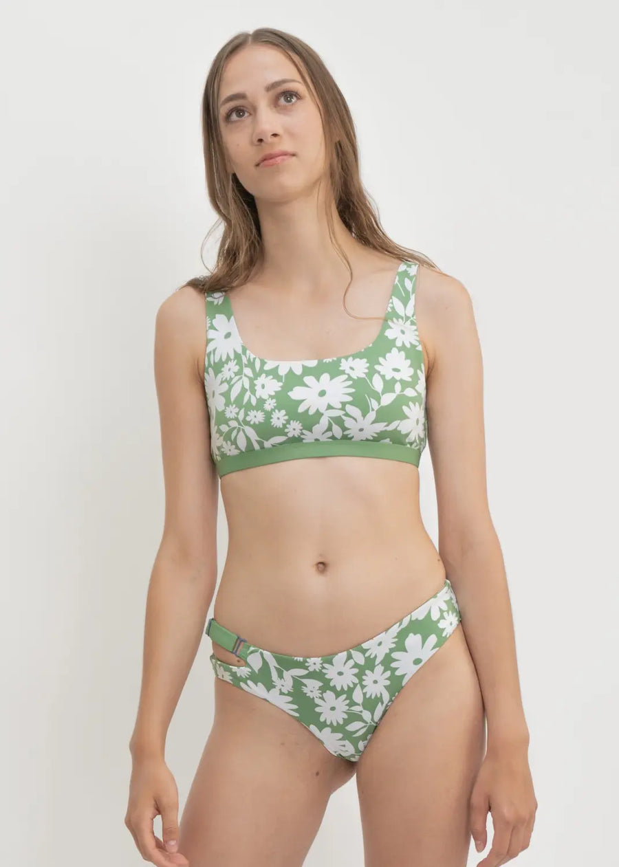 Caparica Bottom in Green Moonflower / Mint - bikini bottom