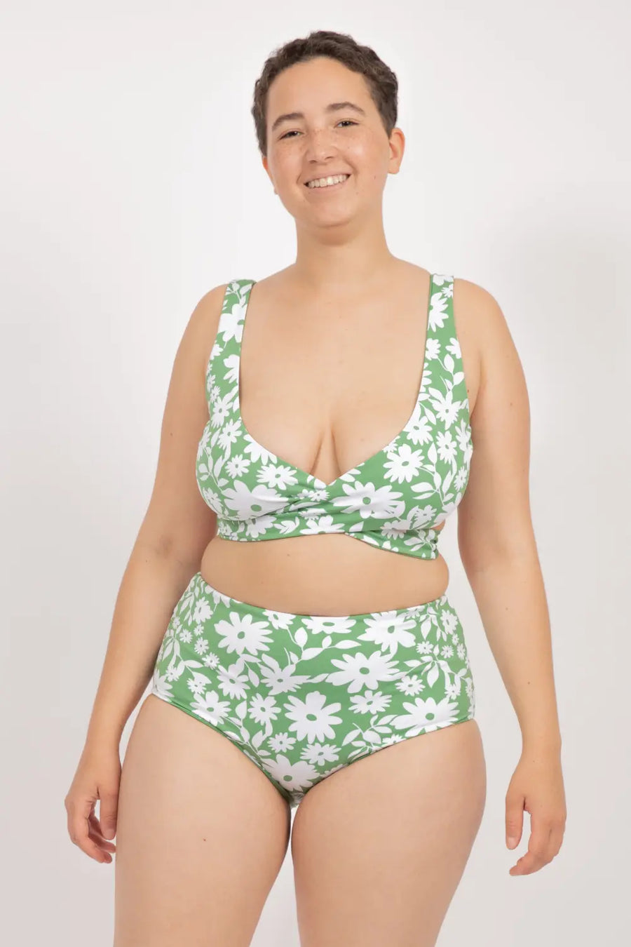 Noja Top in Green Moonflower / Mint - Bikini top