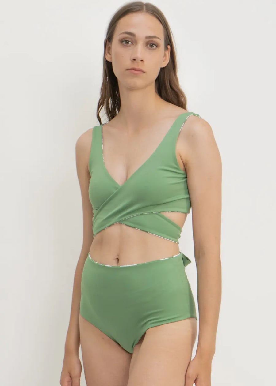 Noja Top in Green Moonflower / Mint - Bikini top