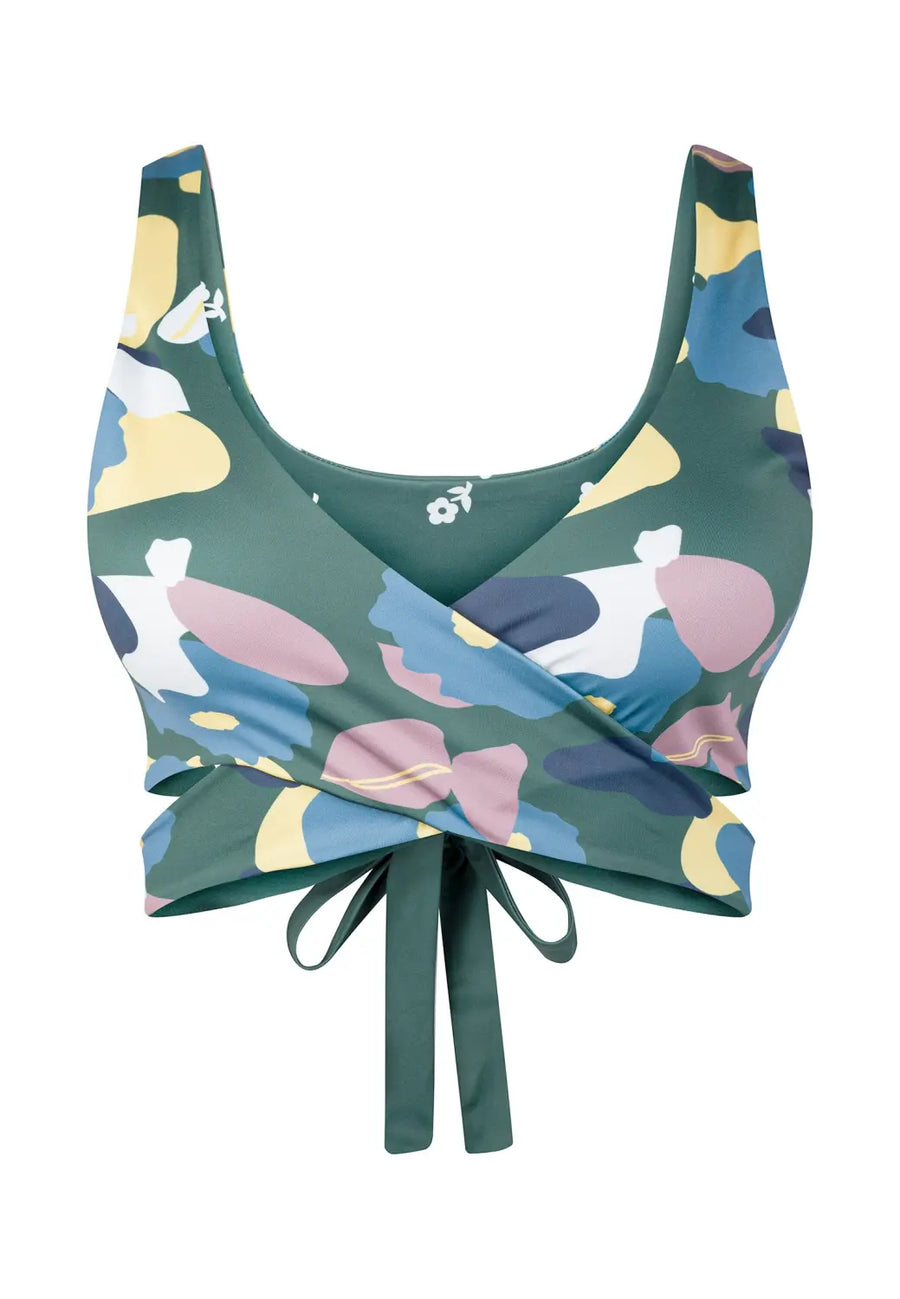 Noja Top in Green Wildflower / Daisy - bikini top