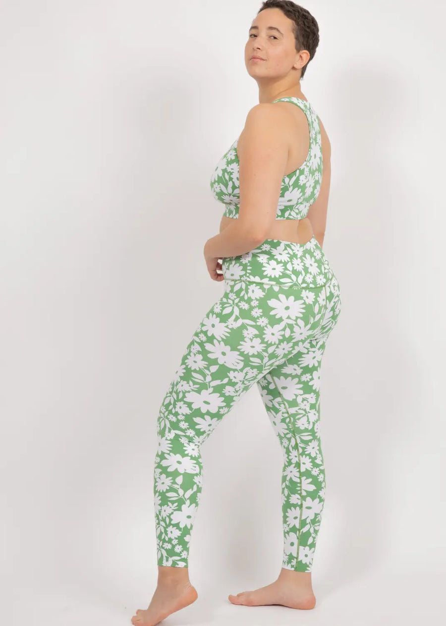 Surf & Yoga Leggings in Green Moonflower - Leggings