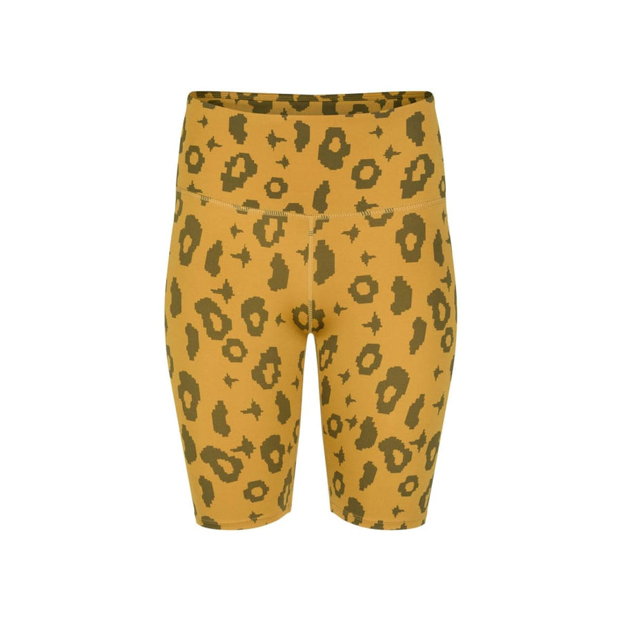 boochen eco-friendly bike shorts in yellow leopard, sustainable fashion, sustainable leggings, shorts, nachhaltige shorts im gelb Leopard